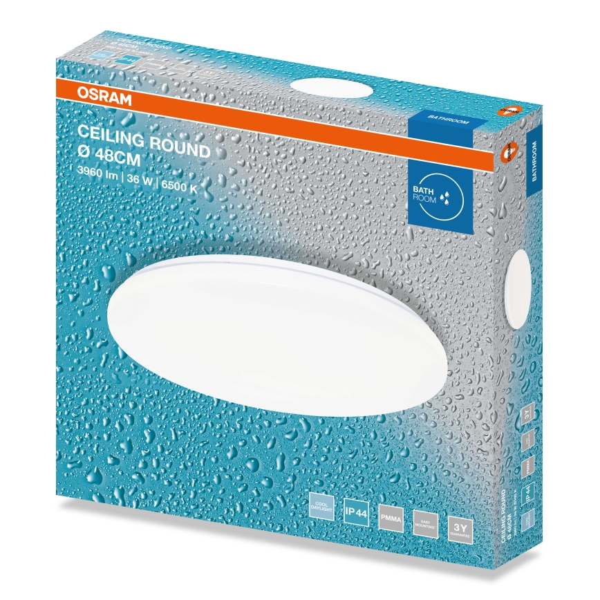 Osram - Candeeiro de tecto LED para casa de banho CEILING ROUND LED/36W/230V 6500K Ø 48 cm IP44 branco