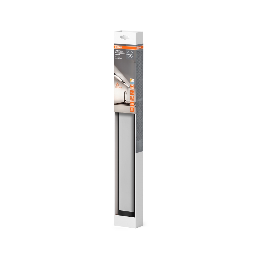 Osram - Luminária LED dimerizável para instalação sob armários com sensor de movimento LINEAR EDGE LED/8W/230V 3000/4000/6500K 50 cm preta