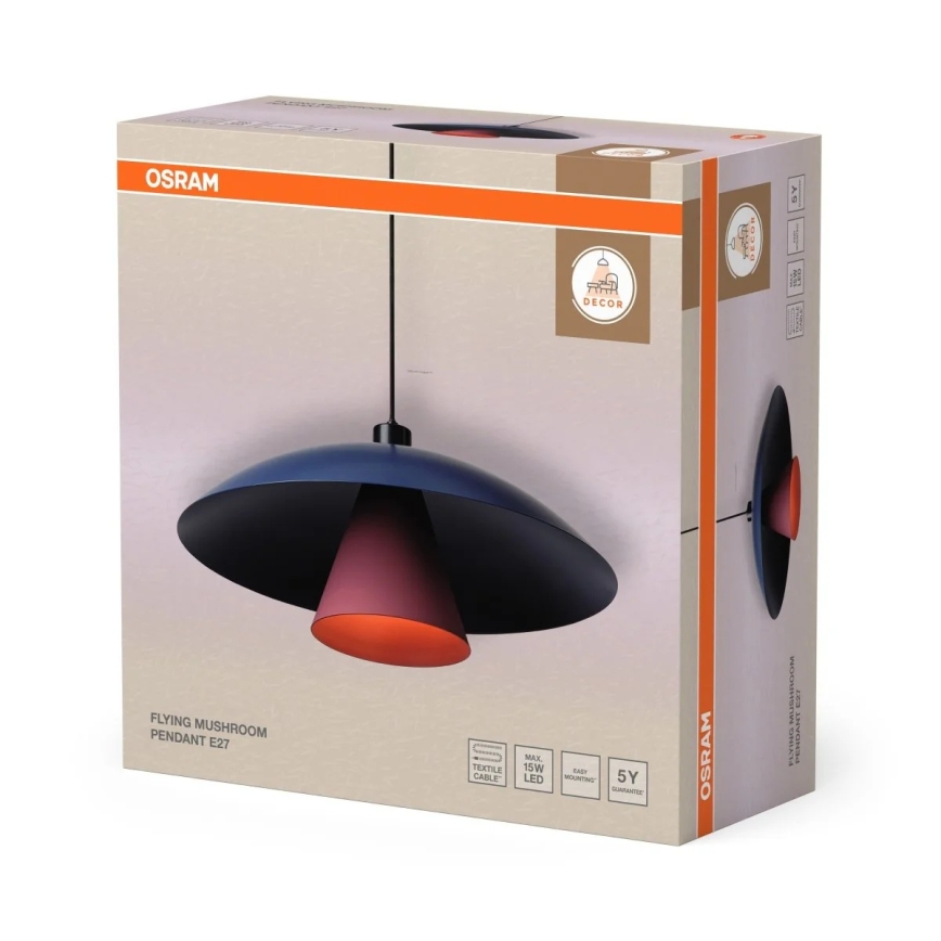 Osram - Candeeiro pendente com cabo DECOR FLYING MUSHROOM 1xE27/25W/230V diâmetro 50 cm azul