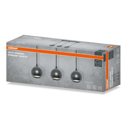 Osram - Candeeiro pendente com cabo SPOT SPHERAL 3xGU10/6W/230V preto