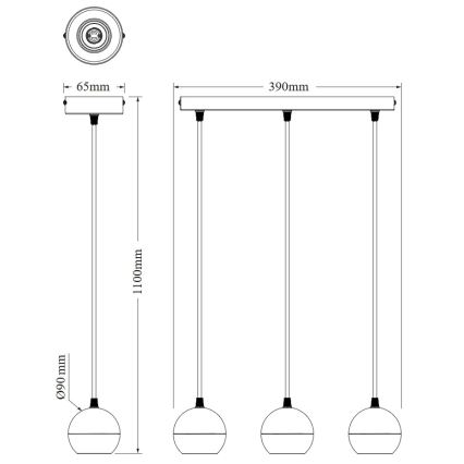 Osram - Candeeiro pendente com cabo SPOT SPHERAL 3xGU10/6W/230V preto