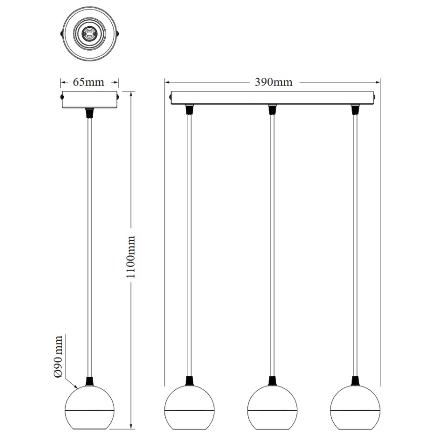 Osram - Candeeiro pendente com cabo SPOT SPHERAL 3xGU10/6W/230V preto
