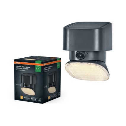 Osram - Aplique de parede solar LED com sensor ENDURA STYLE LED/10,3W/4,2V 2000 mAh IP54 antracite