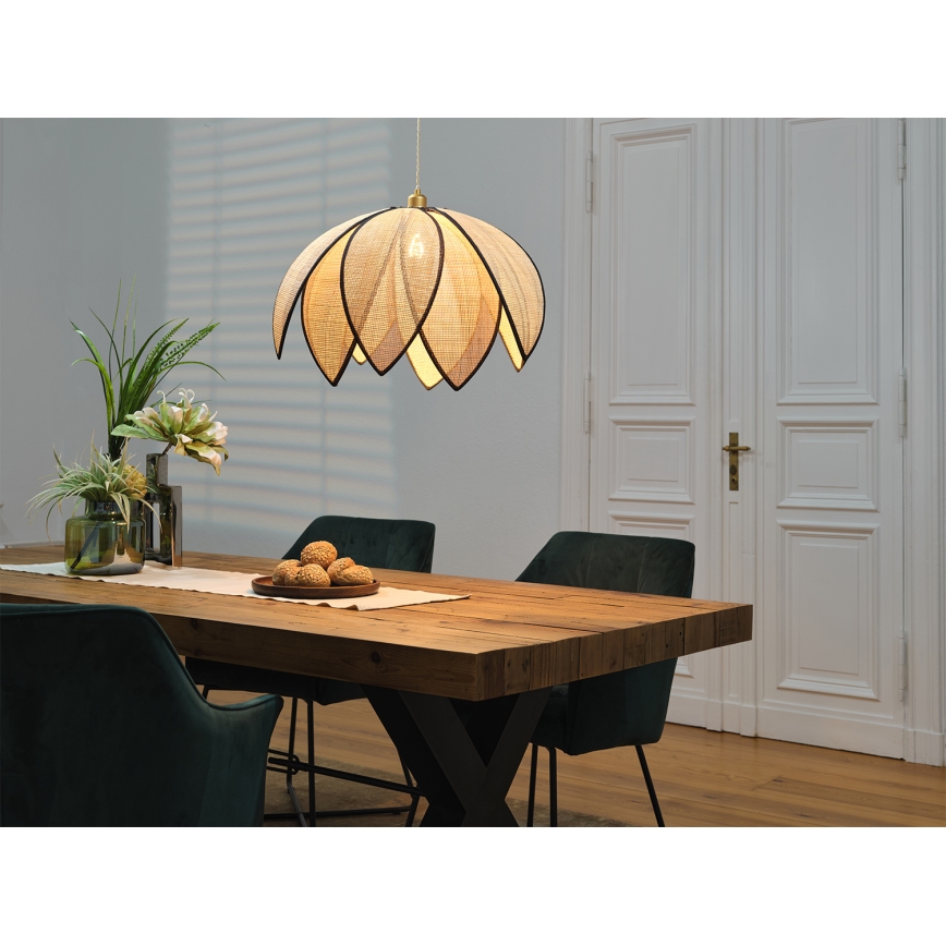 Osram - Candeeiro suspenso com cabo DECOR RATTAN 1xE27/15W/230V Ø 67 cm bege/preto