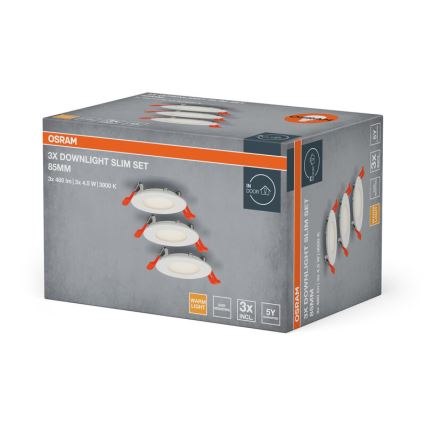 Osram - Conjunto de 3 luminárias embutidas SLIM LED/4,5W/230V