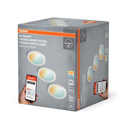 Osram - Conjunto 3x luminária LED dimerizável SMART+ para instalação sob armários LED/6,5W/230V 3000-6500K Wi-Fi