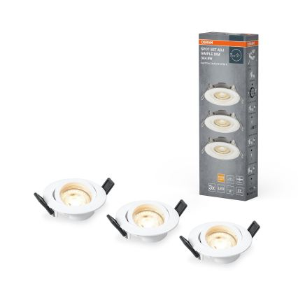 Osram - Conjunto de 3 spots de embutir LED reguláveis SPOT LED/4,9W/230V 2700K Ø 8,7 cm brancos