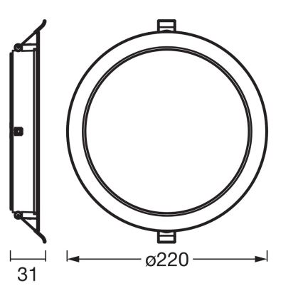 Osram - Conjunto com 6 luminárias de embutir LED ESSENTIAL LED/18W/230V 6500K, diâmetro 22 cm, brancas