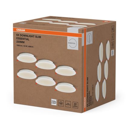 Osram - Conjunto de 6 luminárias LED de embutir ESSENTIAL LED/18W/230V 4000K Ø 22 cm branco