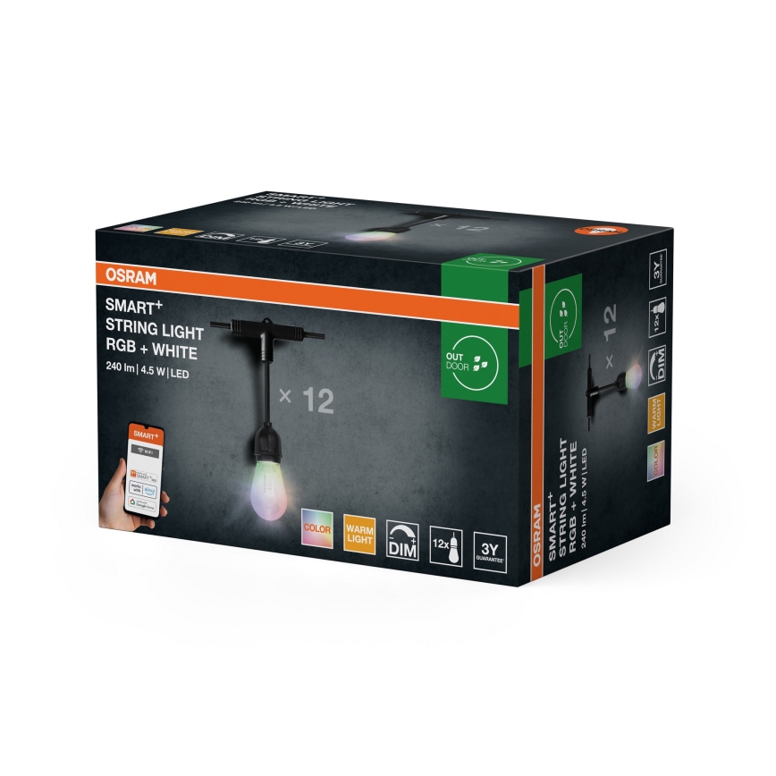 Osram - Guirlanda exterior LED RGB regulável SMART+ STRING 12xLED/230V 7,47m IP44 Wi-Fi