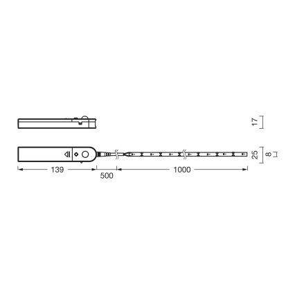 Osram - Fita LED com sensor de movimento FLEX 1m LED/2W/4xAA
