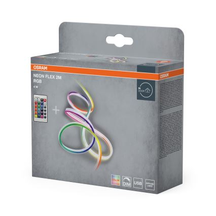 Osram - Fita LED RGBW regulável NEON FLEX 2m LED/4W/5V + controlo remoto
