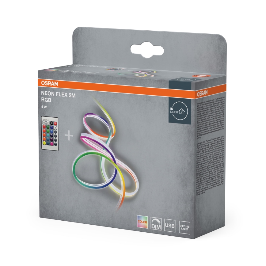 Osram - Fita LED RGBW regulável NEON FLEX 2m LED/4W/5V + controlo remoto