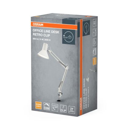 Osram - Lâmpada de mesa LED regulável com clipe OFFICE LINE LED/9W/230V 3000K branca