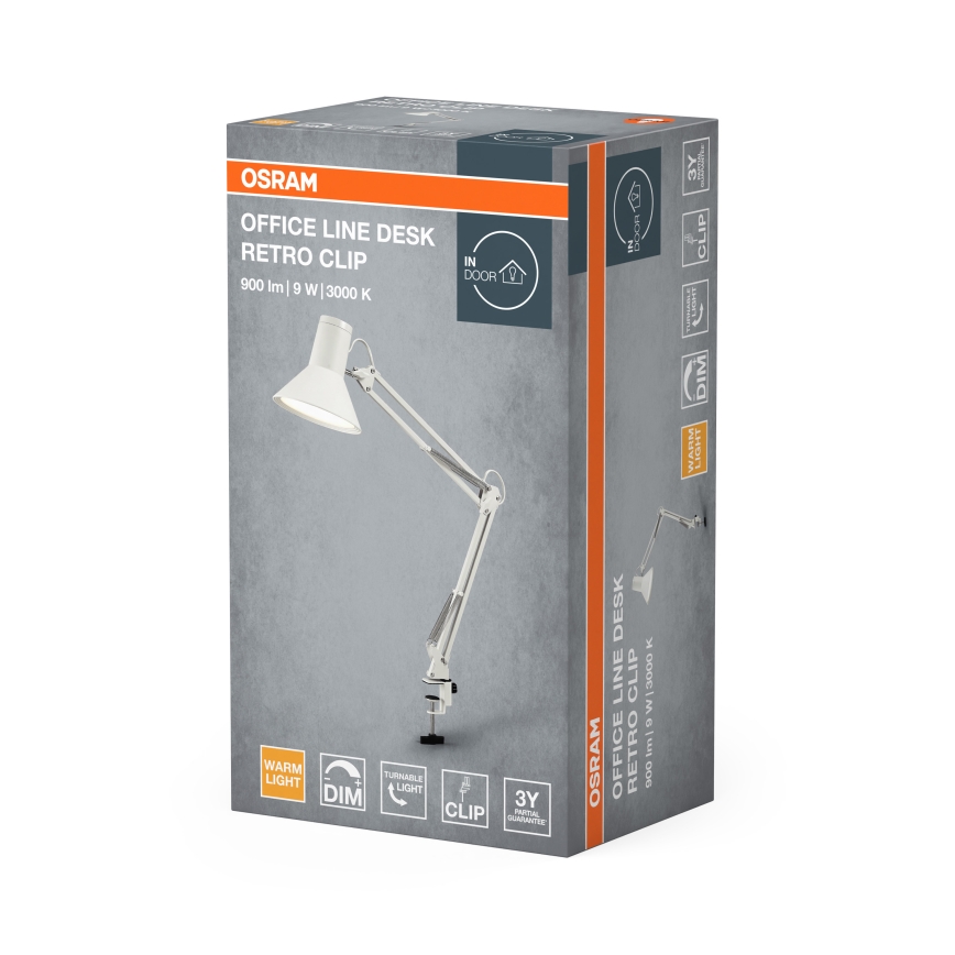 Osram - Lâmpada de mesa LED regulável com clipe OFFICE LINE LED/9W/230V 3000K branca