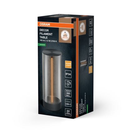 Osram - Lâmpada de mesa tátil e regulável para exterior ENDURA STYLE LED/1,5W/5V 2500 mAh USB IP54 antracite