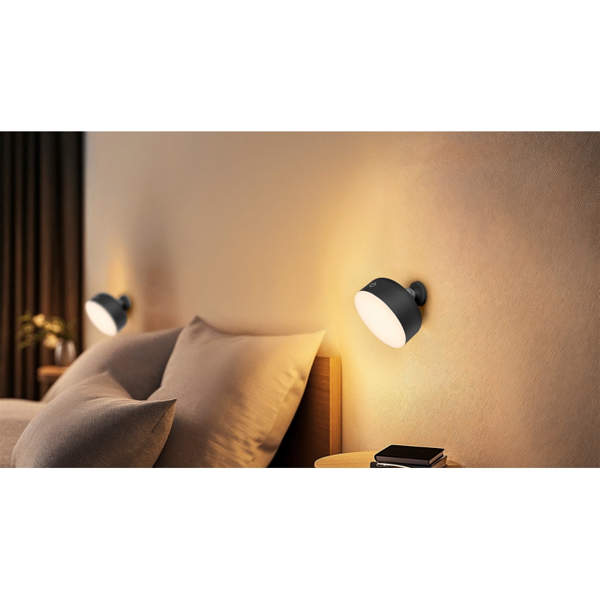 Osram - Lâmpada de mesa recarregável LED dimerizável 3 em 1 DECOR HELPER LED/1,8W/5V preta