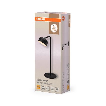 Osram - Lâmpada de mesa recarregável LED dimerizável 3 em 1 DECOR HELPER LED/1,8W/5V preta