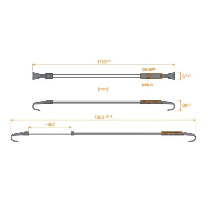 Osram - Lanterna recarregável dimerizável LEDINSPECT UNDERBONNET LED/16W/3,7V IP65 4400 mAh