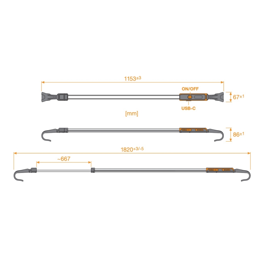 Osram - Lanterna recarregável dimerizável LEDINSPECT UNDERBONNET LED/16W/3,7V IP65 4400 mAh