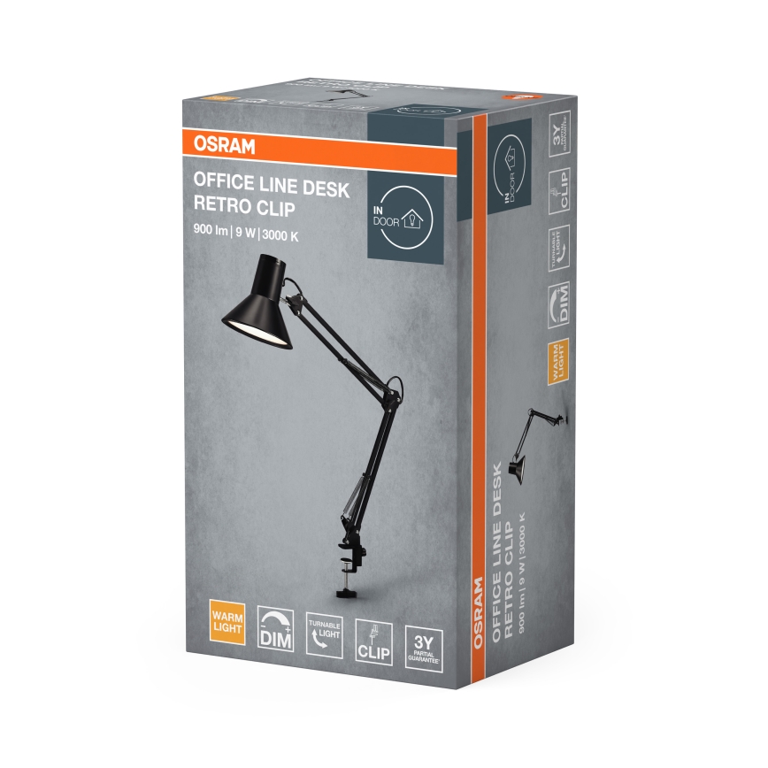 Osram - Luminária de mesa LED dimerizável com clipe OFFICE LINE LED/9W/230V 3000K preta