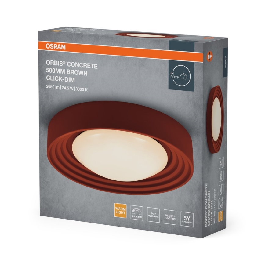 Osram - Candeeiro de teto LED dimerizável ORBIS CONCRETE LED/24,5W/230V Ø 50 cm castanho/betão