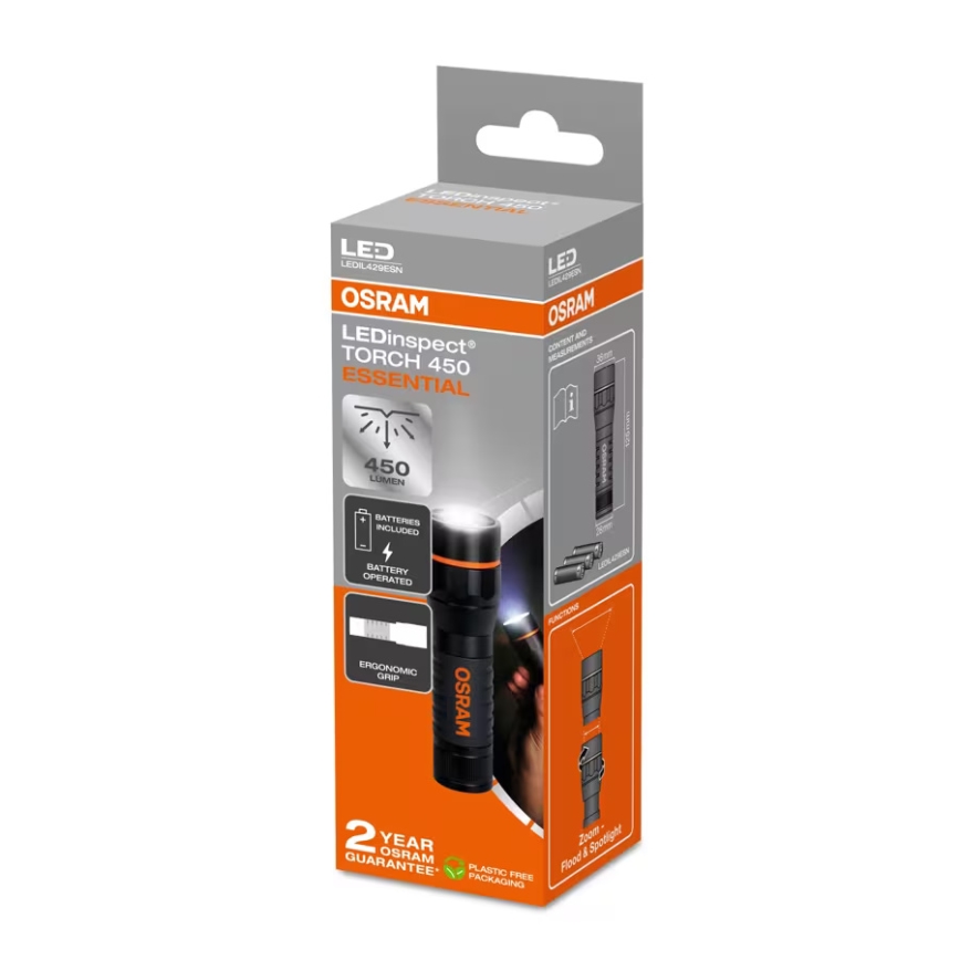 Osram - Lanterna LED regulável LEDINSPECT TORCH 450 ESSENTIAL LED/6W/3xAAA IP44