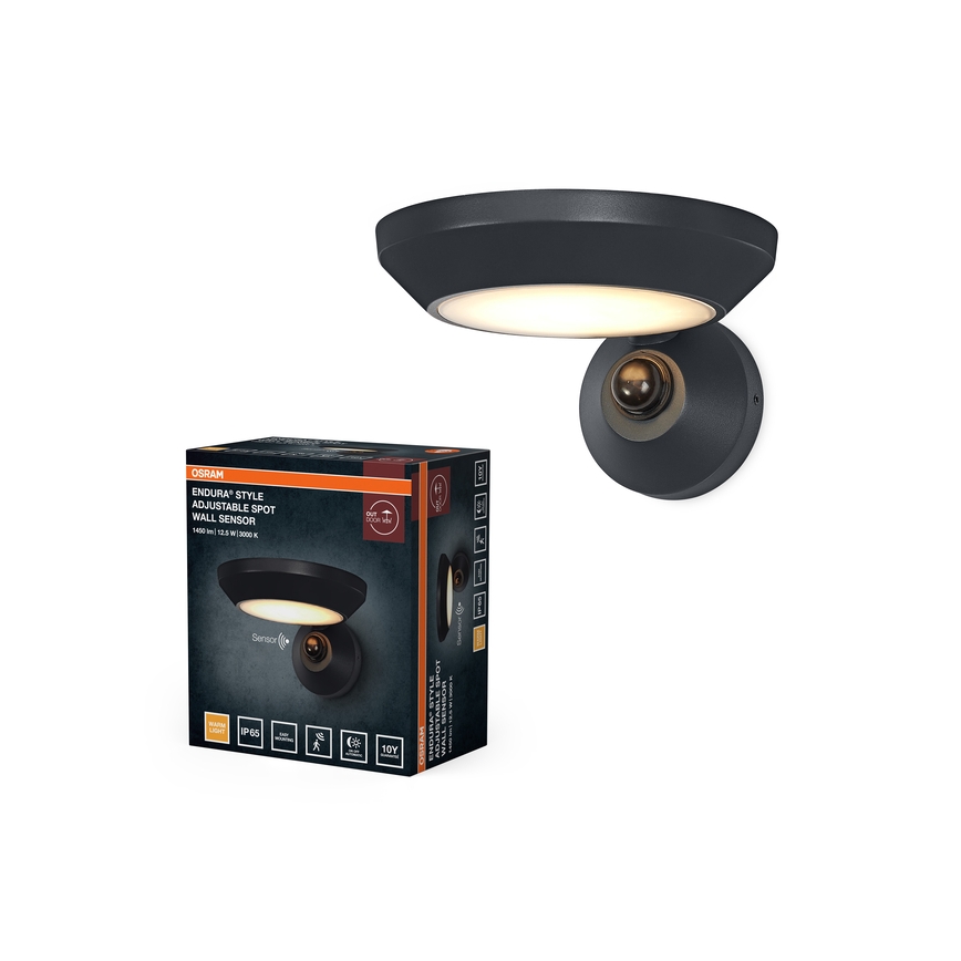 Osram - Aplique de parede exterior LED com sensor de crepúsculo e movimento ENDURA STYLE LED/12W/230V IP65