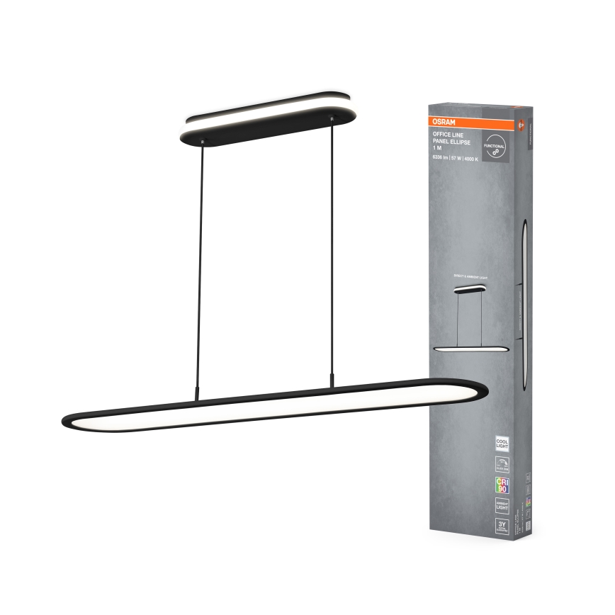 Osram - Candeeiro suspenso LED regulável com cabo OFFICE LINE LED/57W/230V 4000K 100 cm CRI 90 preto