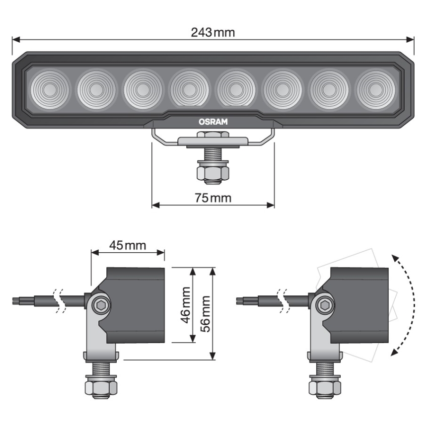 Osram - Spot LED para automóvel LIGHTBAR WL VX250-WD LED/36W/12/24V 6000K IP69