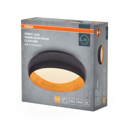 Osram - Candeeiro de teto LED regulável ORBIS LIVIA LED/16W/230V Ø 30 cm antracite/castanho