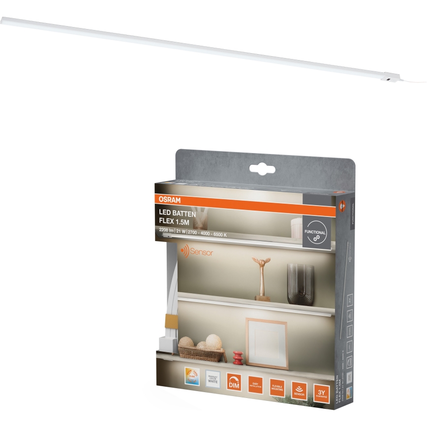 Osram - Luminária LED dimerizável para instalação sob armários com sensor de movimento BATTEN LED/21W/230V 2700/4000/6500K 150,4 cm branca