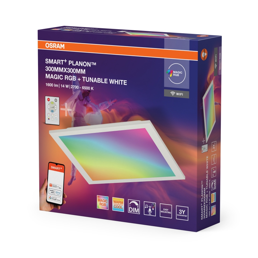 Osram - LED RGBW Candeeiro de tecto dimerizável SMART+ MAGIC LED/14W/230V 2700-6500K 30x30 cm Wi-Fi + controlo remoto