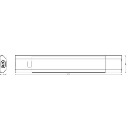 Osram - Luminária LED RGBW regulável sob armário com sensor de movimento LINEAR EDGE LED/8W/230V 50 cm preta + controlo remoto