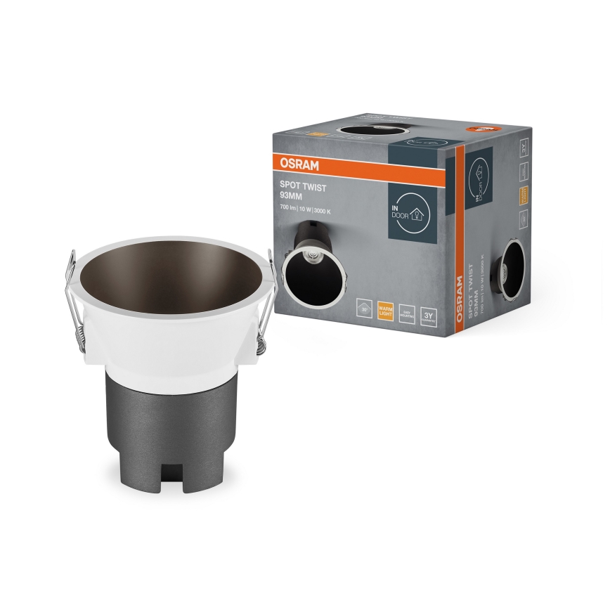 Osram - Luminária de embutir LED SPOT TWIST LED/10W/230V 3000K Ø 9,3 cm branco/preto