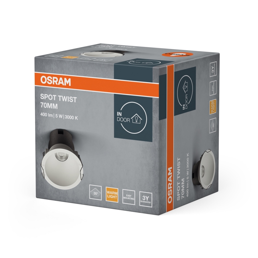 Osram - Luminária de embutir LED SPOT TWIST LED/5W/230V 3000K Ø 7 cm branca