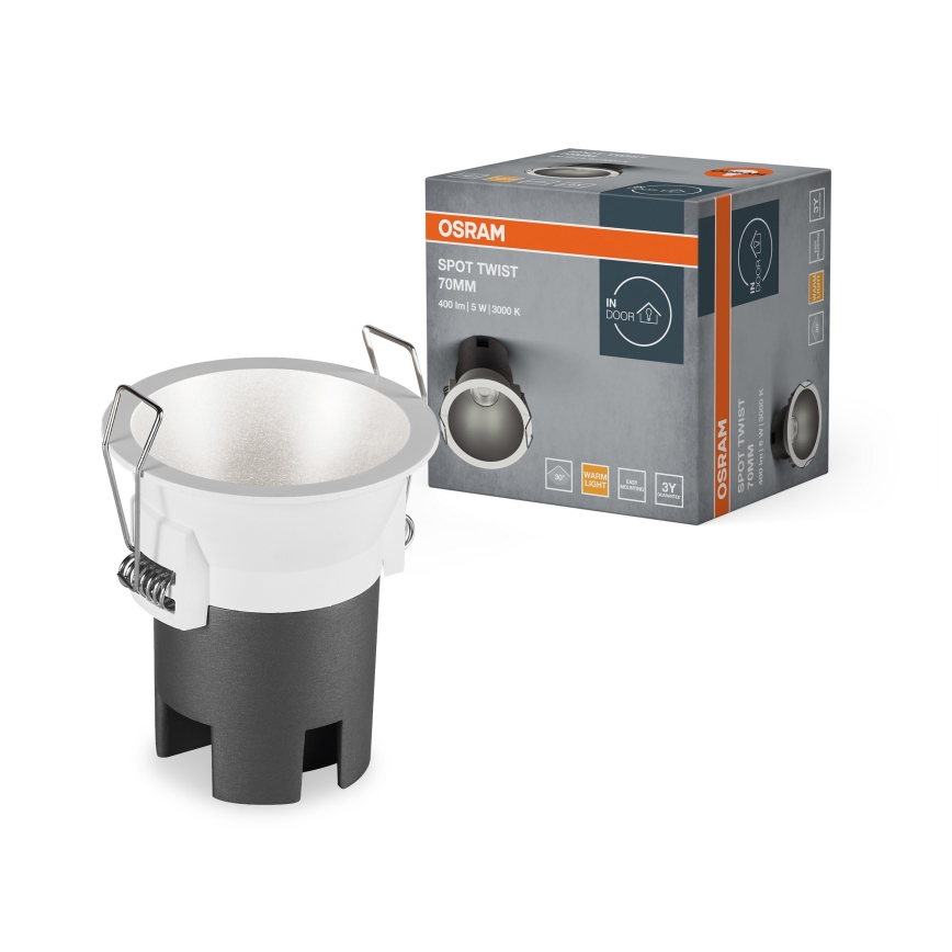 Osram - Luminária de embutir LED SPOT TWIST/5W/230V 3000K Ø 7 cm branco/prateado