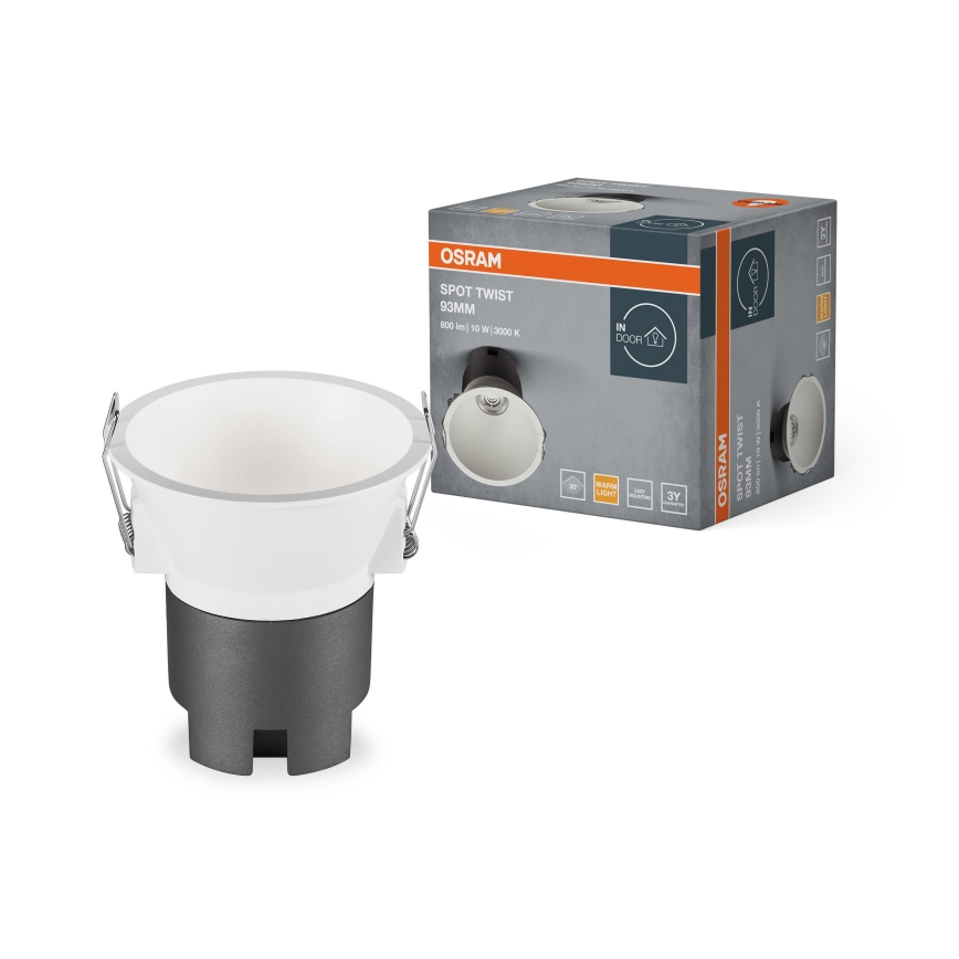 Osram - Luminária de embutir SPOT TWIST LED/10W/230V 3000K, diâmetro 9,3 cm, branco