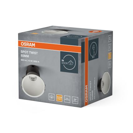 Osram - Luminária de embutir SPOT TWIST LED/10W/230V 3000K, diâmetro 9,3 cm, branco