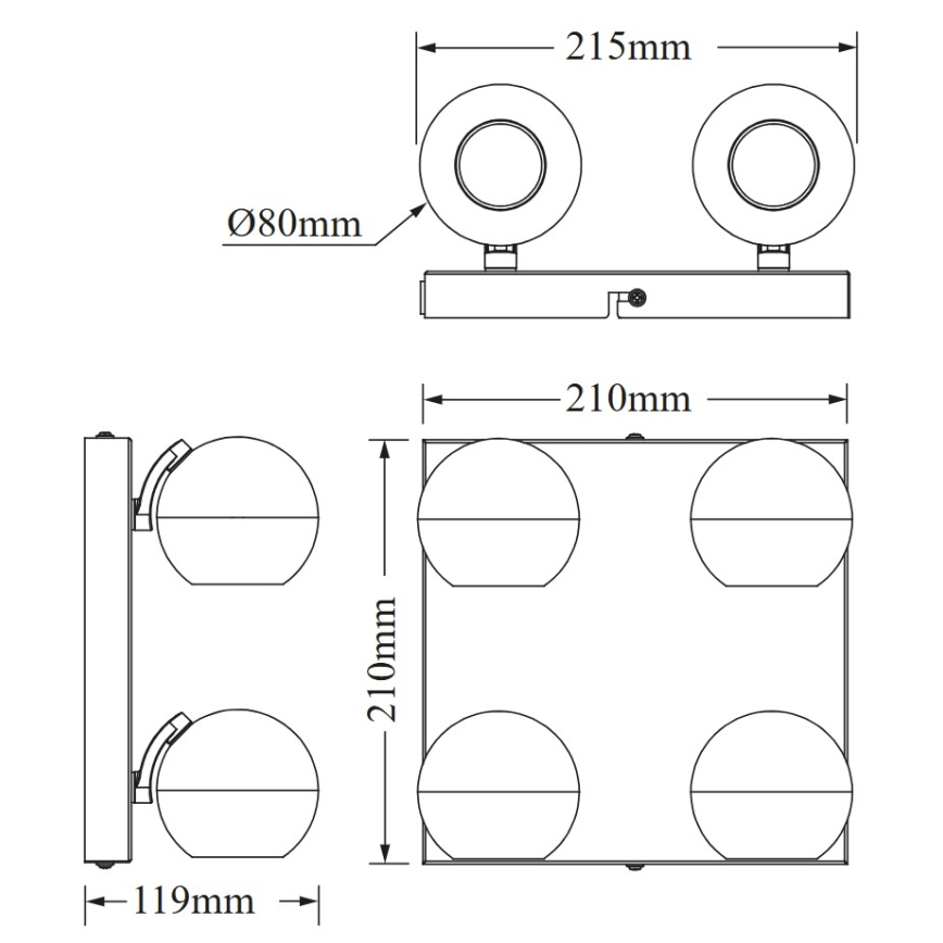 Osram - Luminária de focos SPOT SPHERAL 4xGU10/6W/230V preta