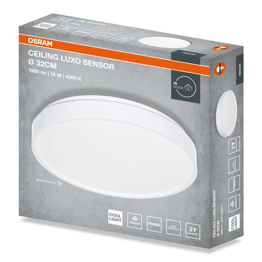 Osram - Candeeiro de tecto LED com sensor de crepúsculo CEILING LUXO LED/18W/230V diâmetro 32 cm branco