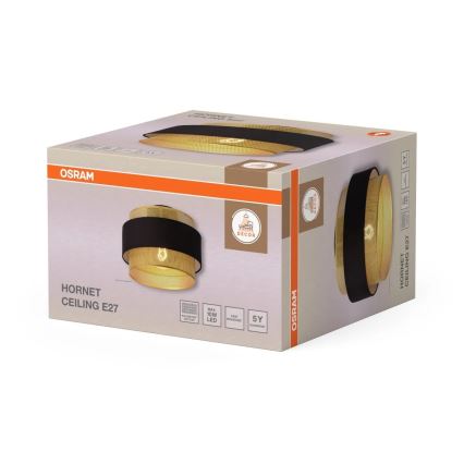 Osram - Luminária de Teto DECOR HORNET 1x E27 / 10W / 230V, diâmetro 30 cm, preto/dourado