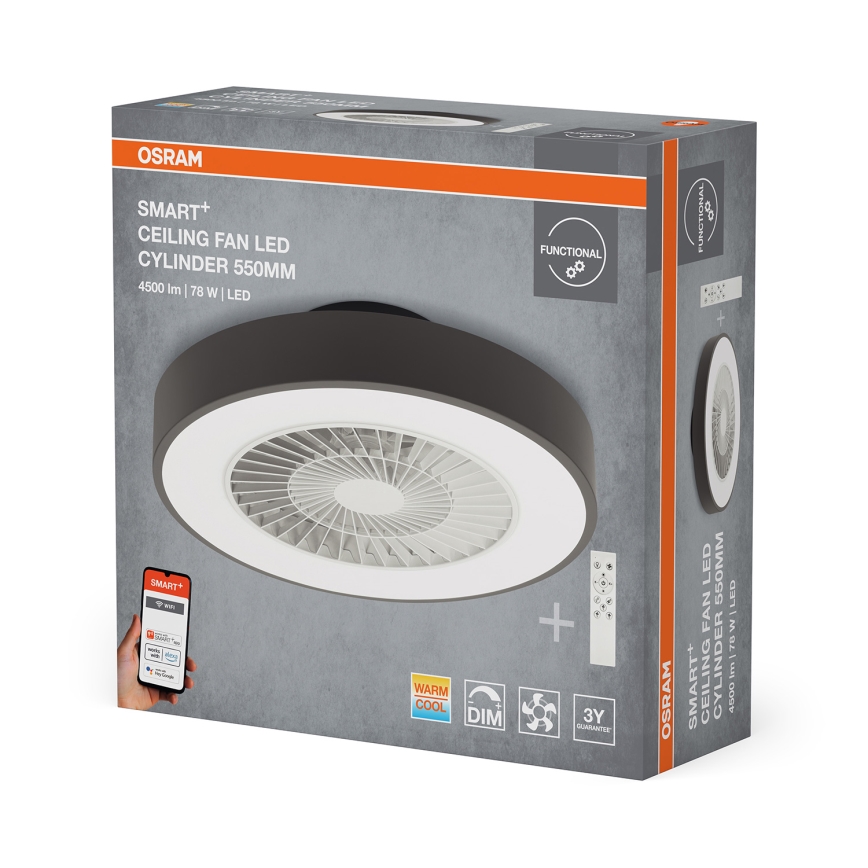 Osram - Candeeiro de teto LED regulável com ventilador SMART+ LED/78W/230V 3000-6500K Wi‑Fi + controlo remoto
