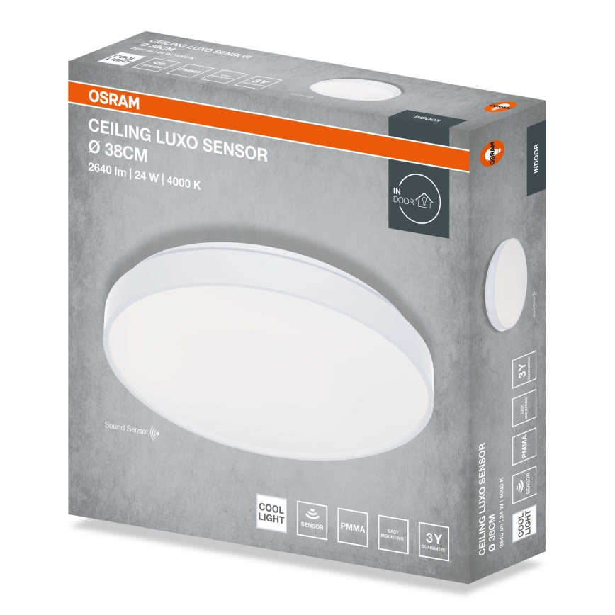 Osram - Luminária de teto LED com sensor crepuscular CEILING LUXO LED/24W/230V, diâmetro 38 cm, branca