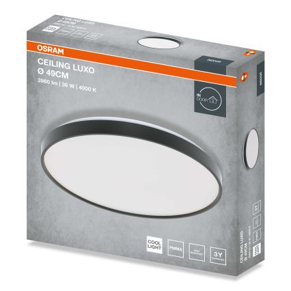 Osram - Luminária de teto LED CEILING LUXO LED/36W/230V Ø 49 cm preta