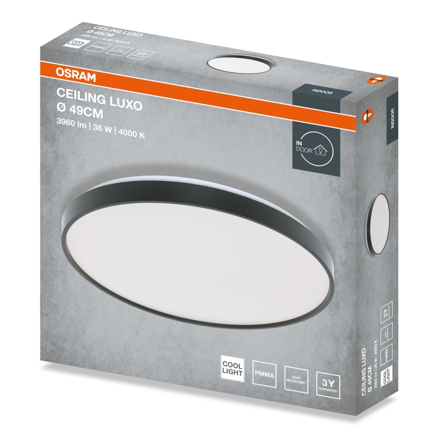 Osram - Luminária de teto LED CEILING LUXO LED/36W/230V Ø 49 cm preta