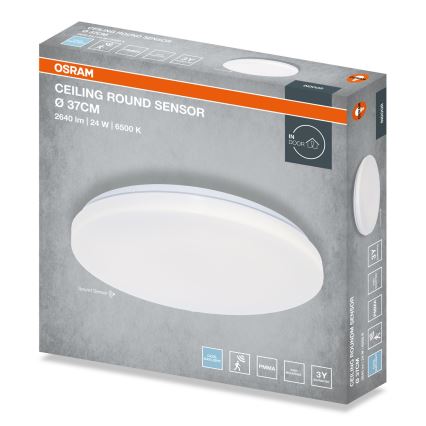 Osram - Candeeiro de teto LED para casa de banho com sensor crepuscular CEILING ROUND LED/24W/230V 6500K, Ø 37 cm, branco