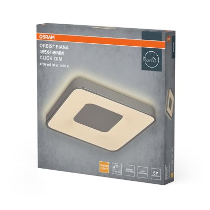 Osram - Candeeiro de tecto LED dimerizável ORBIS PIANA LED/36W/230V 48,5x48,5 cm prateado
