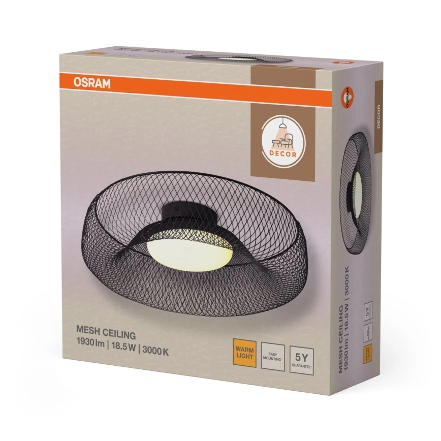 Osram - Luminária de teto LED DECOR MESH LED/18,5W/230V diâmetro 30 cm preta