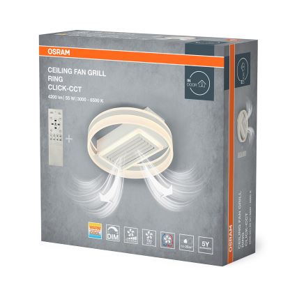 Osram - Luminária de tecto LED dimerizável com ventilador CEILING FAN LED/55W/230V 3000-6500K branca + controlo remoto